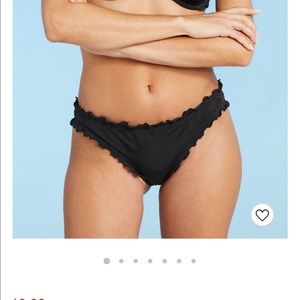 Women's Ruffle Extra Cheeky Bikini Bottom Black NEVER WORN